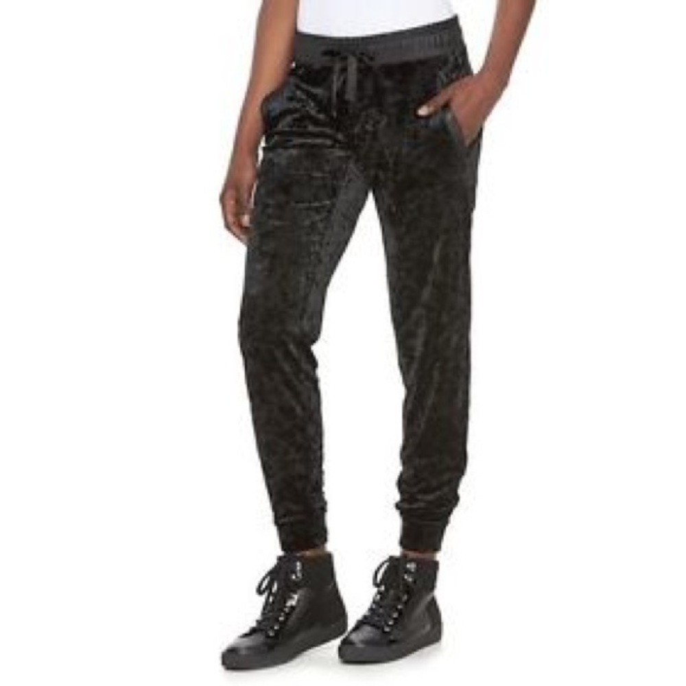 Juicy Couture Velvet Leather Trim Joggers Sz M